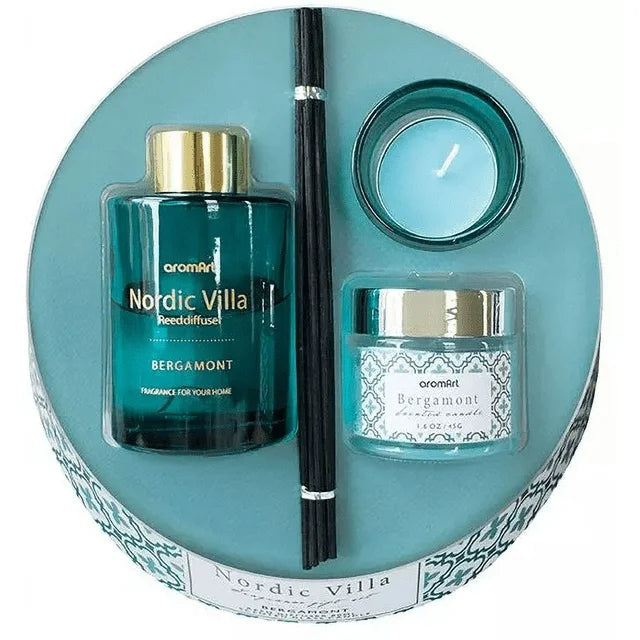 Aromart, Bergamont Scent, Aroma Candle & Diffuser, Gift Set
