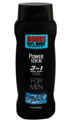 Men Cool Blue Water Power Stick 3-in-1 Body Wash 18 fl oz