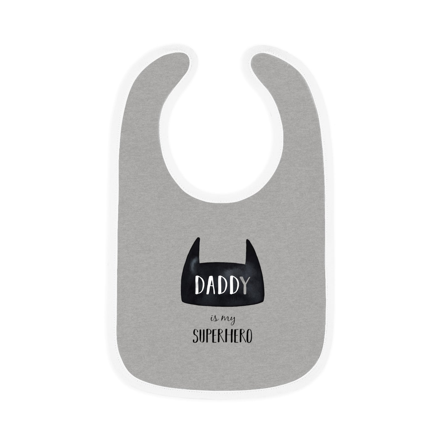 "Daddy Is My Superhero"  Contrast Trim Jersey Bib