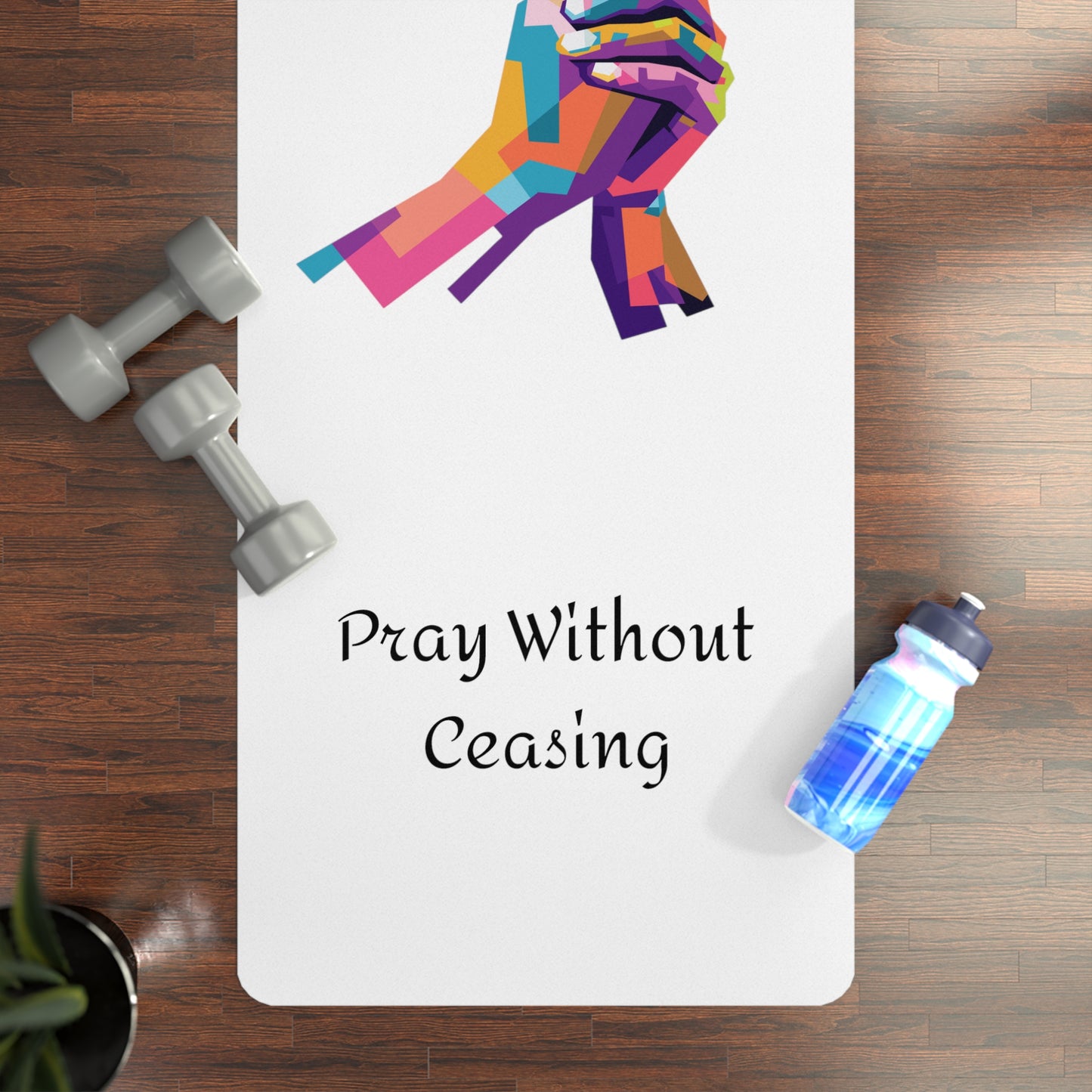 Inspirational "Pray Without Ceasing" Rubber Exercise Mat