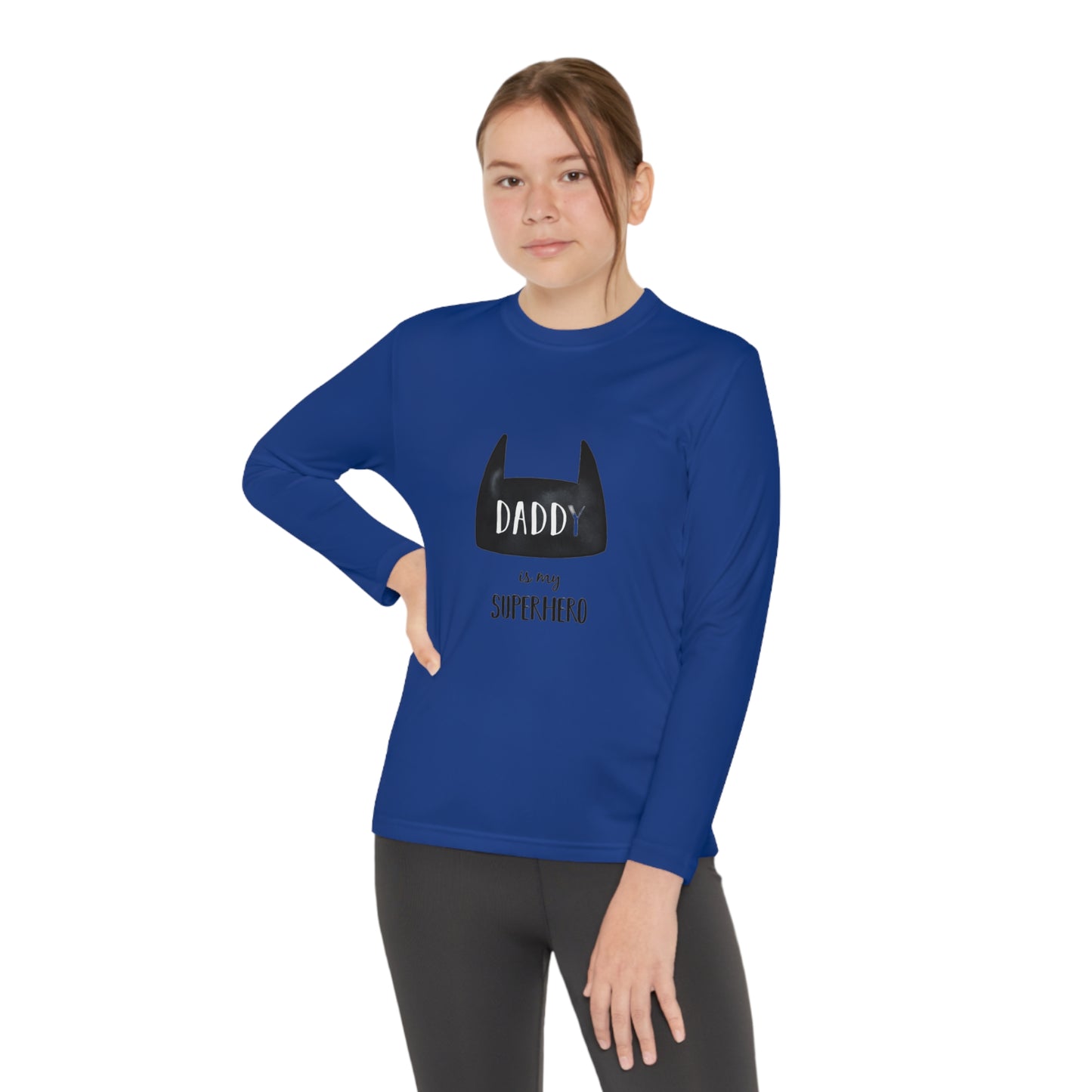 Youth "Dad Is My Superhero"  Long Sleeve Competitor Tee