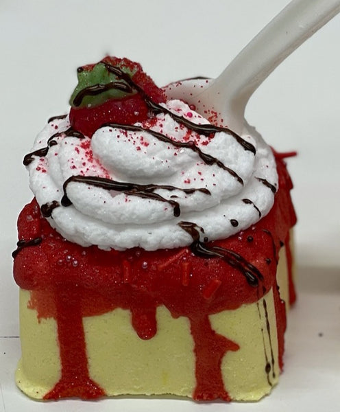 Strawberry Shortcake with Strawberry Topping and Chocolate drizzle Bath Bomb