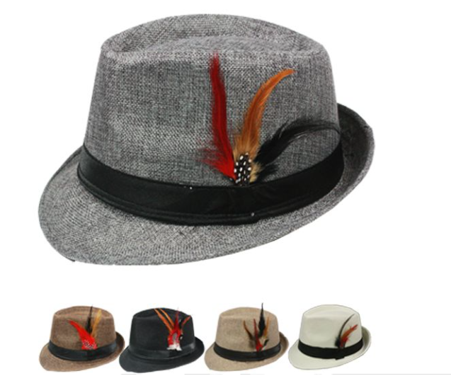 Trilby Fedora Hat with a Feather