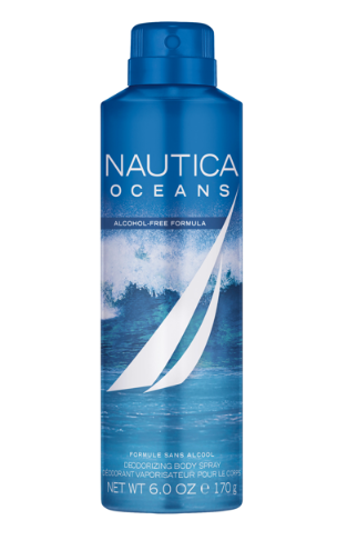 Nautica Oceans Deodorizing Body Spray, 6.0 FO, alcohol-free fragrance