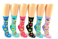 Women's Novelty Emoji Print Crew Socks