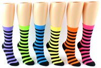 Women Novelty Black Stripe Neon Socks